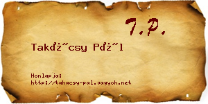 Takácsy Pál névjegykártya